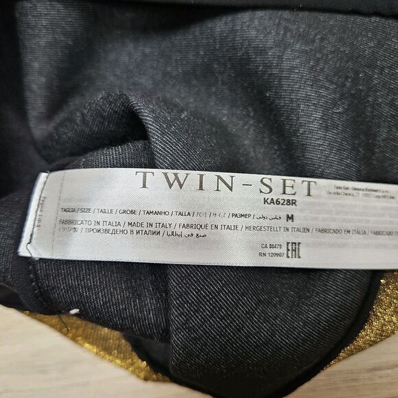 Twin Set Simona Barbieri Womens Gold Metallic Jacket Size Medium - Picture 12 of 14